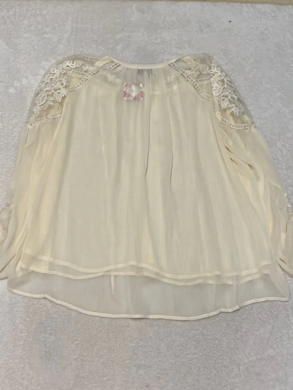 Hayden Los Angeles Sheer White Bohemian Lace Long Sleeve Peasant Blouse Top L - Picture 13 of 13